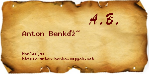 Anton Benkő névjegykártya